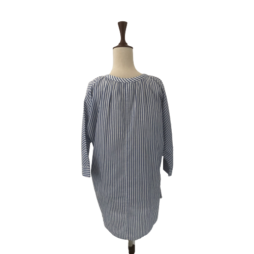 ZARA Blue and White Striped V-neck Top | Gently Used |