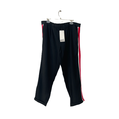 ZARA Black Pants with Red & White Stripe Trim | Brand New |
