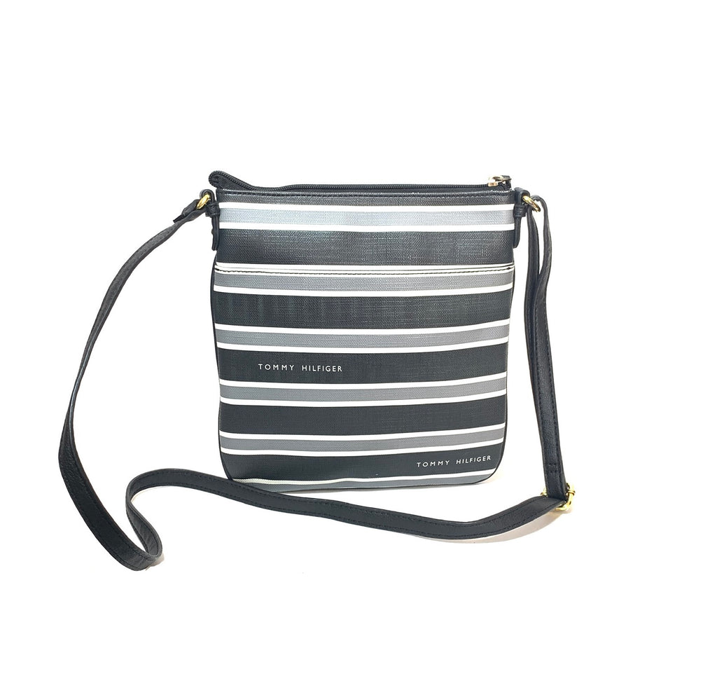 Tommy Hilfiger Black Striped Cross-Body Bag | Gently Used |