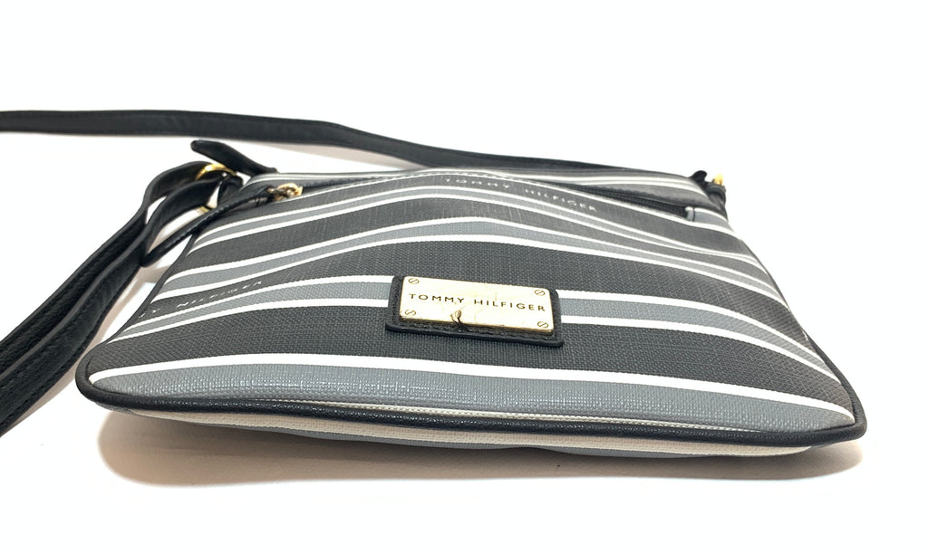 Tommy Hilfiger Black Striped Cross-Body Bag | Gently Used |