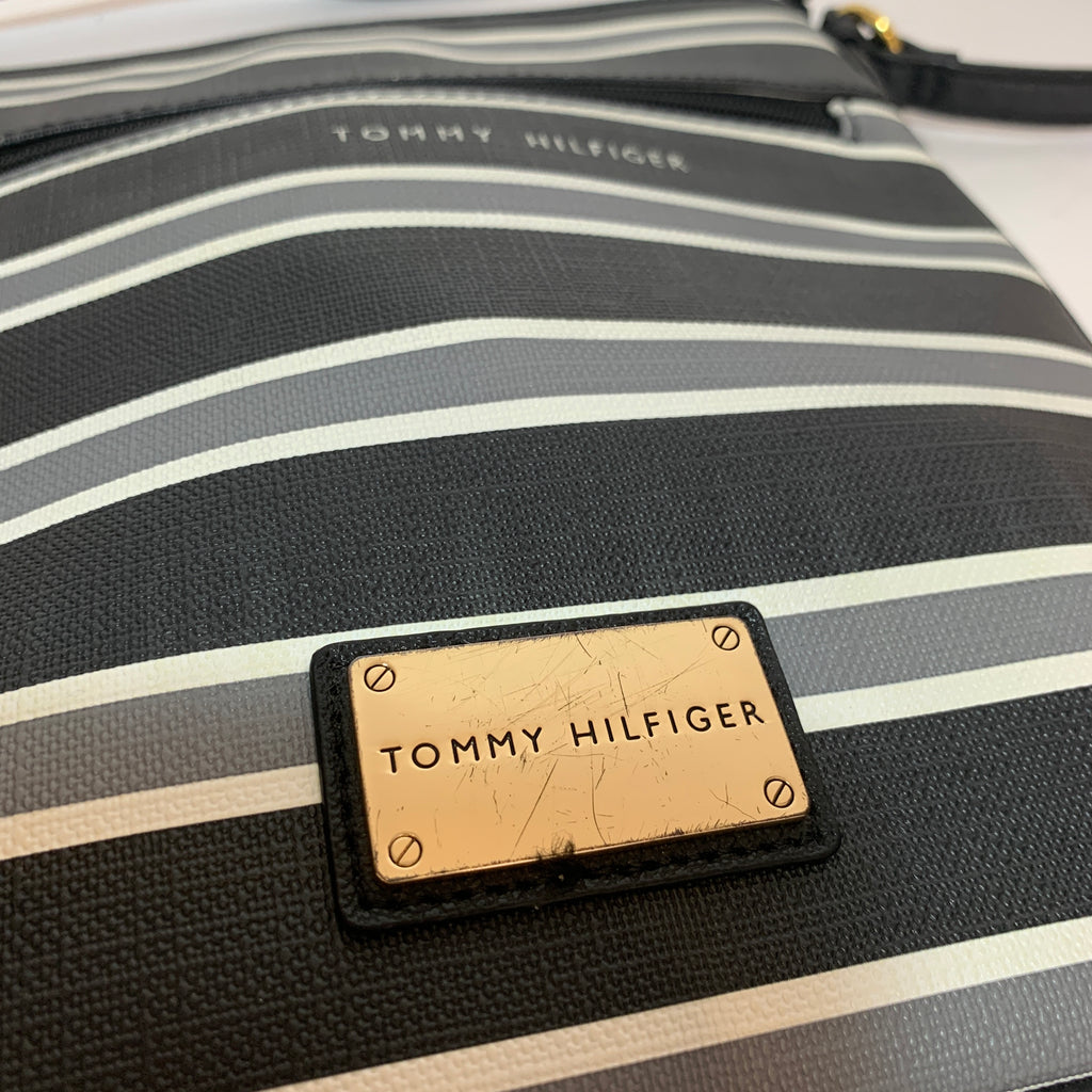 Tommy Hilfiger Black Striped Cross-Body Bag | Gently Used |