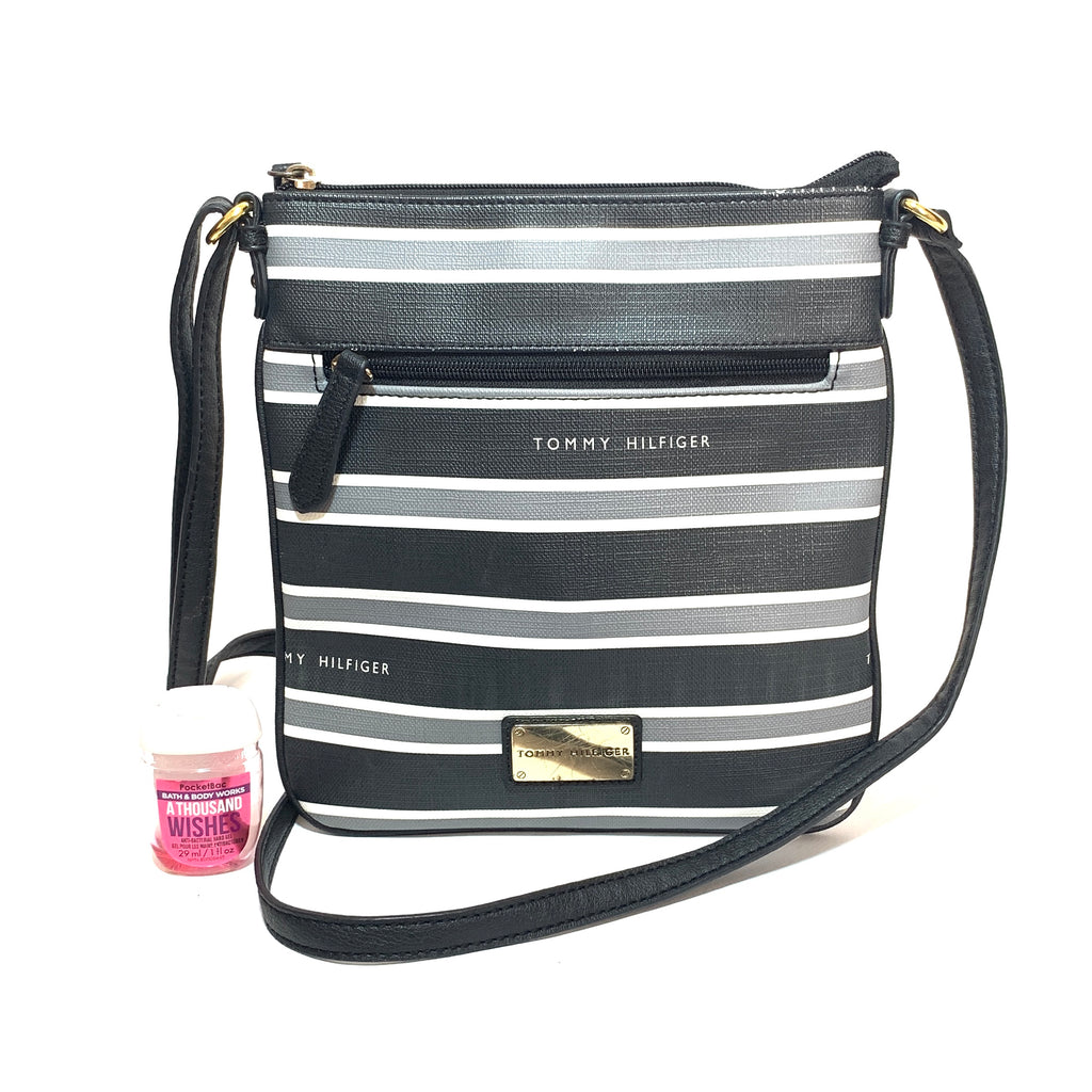 Tommy Hilfiger Black Striped Cross-Body Bag | Gently Used |