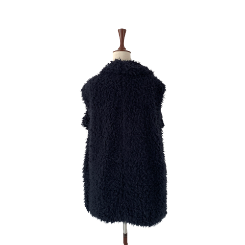ZARA Navy Blue Teddy Sleeveless Open Jacket | Gently Used |