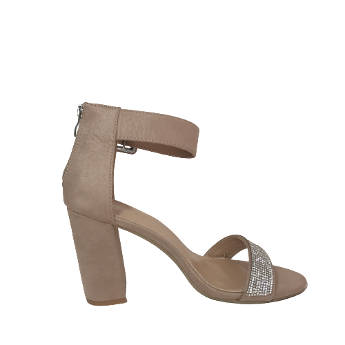 Nicole Miller Suede & Rhinestone Block Heels | Brand New |