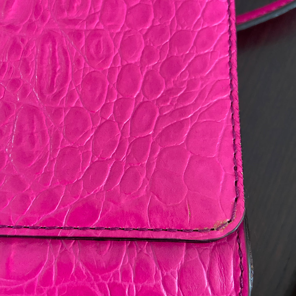 Kate Spade Pink “Orchard Valley Fiona” Croc Textured Leather Shoulder Bag | Gently Used |