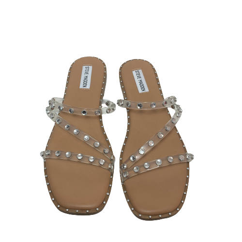 Steve Madden Vinyl Rhinestone Clear Slides | Brand New |