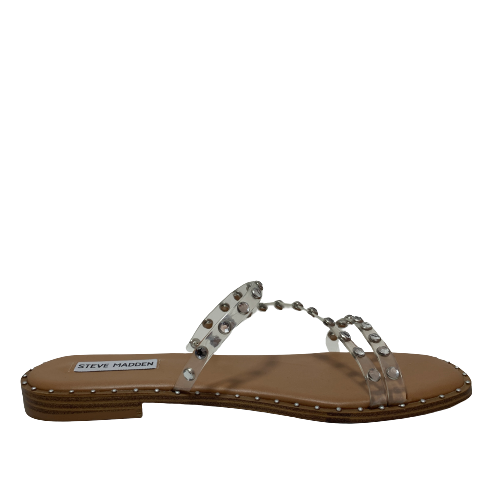 Steve Madden Vinyl Rhinestone Clear Slides | Brand New |