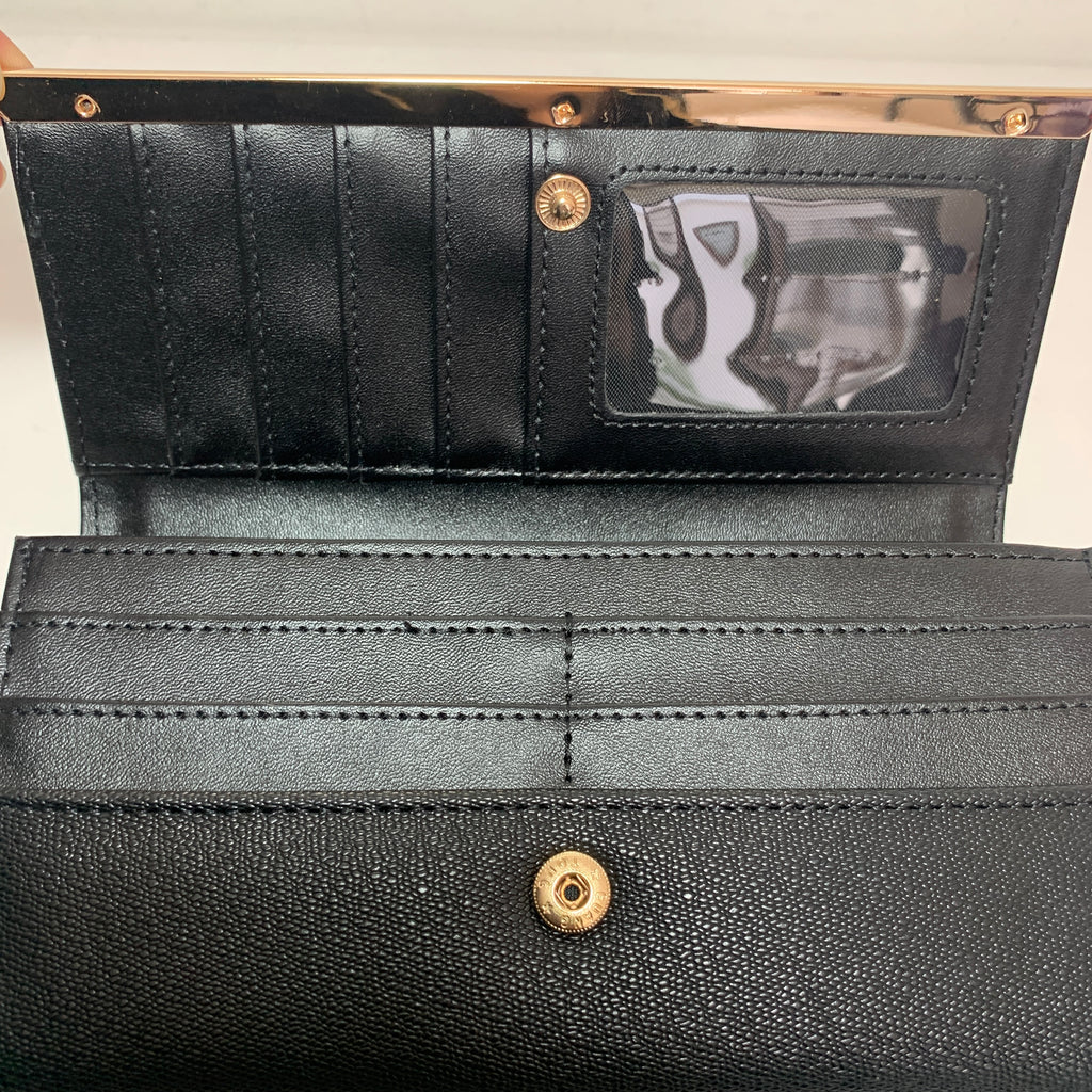 River Island Black Suede Floral Applique Wallet Purse | Like New |
