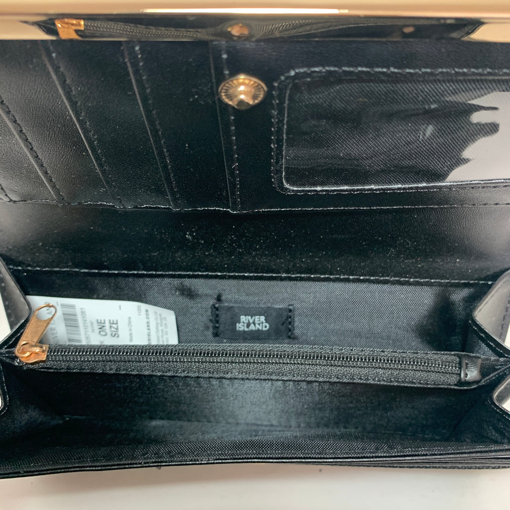 River Island Black Suede Floral Applique Wallet Purse | Like New |