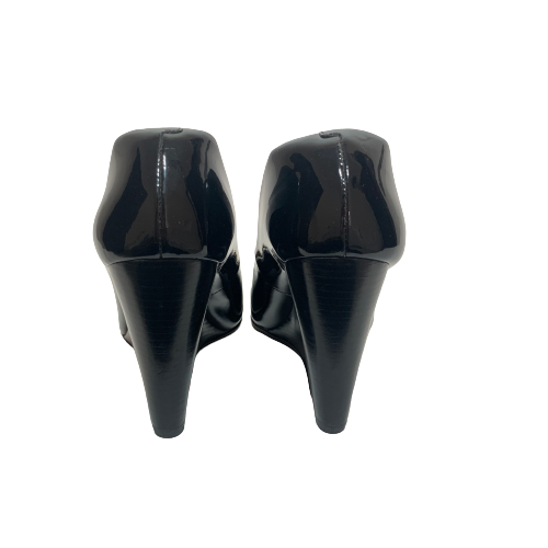 Tory Burch Black Patent Leather 'Raleigh' Wedges | Gently Used |