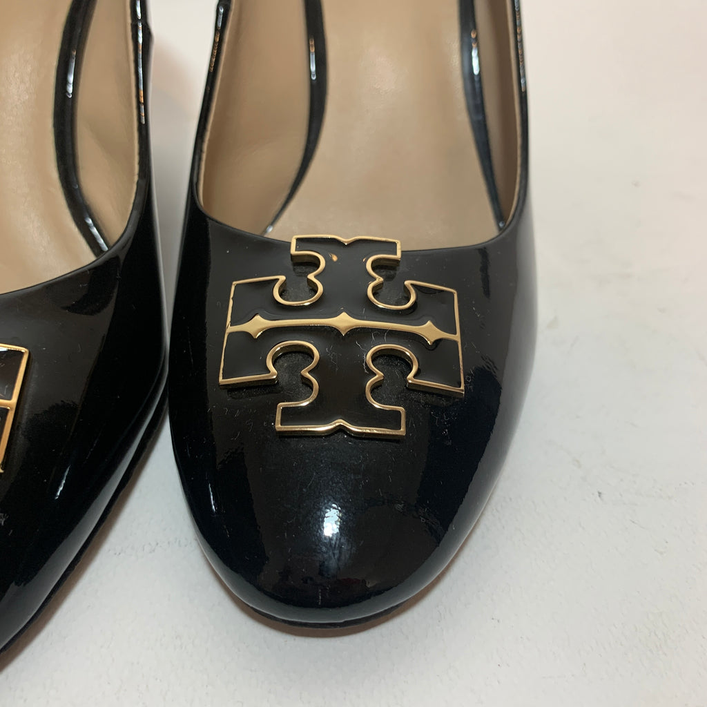 Tory Burch Black Patent Leather 'Raleigh' Wedges | Gently Used |