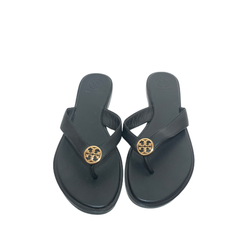 Tory Burch Black Leather 'Benton' Thong Sandals | Gently Used |