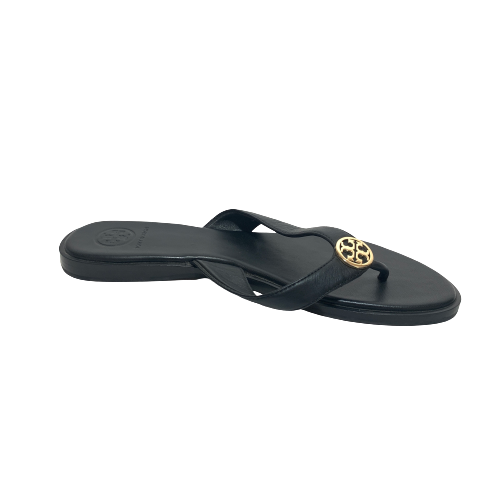 Tory Burch Black Leather 'Benton' Thong Sandals | Gently Used |