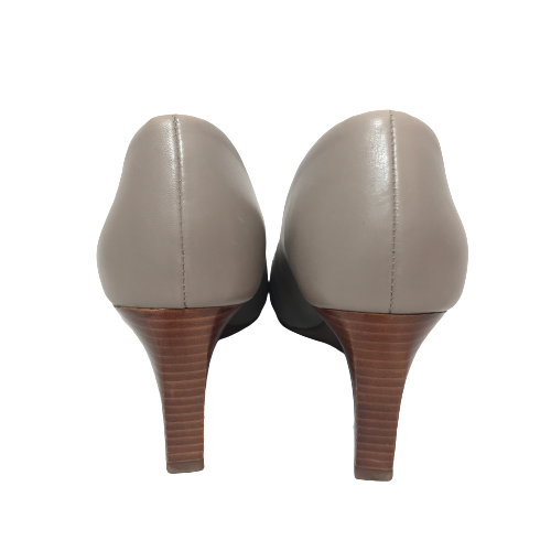 Tory Burch Grey Leather 'Claire' Wedges | Pre Loved |