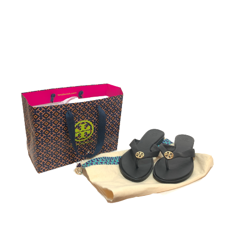Tory Burch Black Leather 'Benton' Thong Sandals | Gently Used |