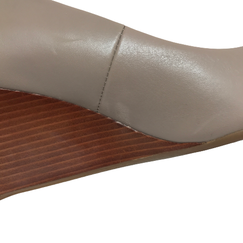 Tory Burch Grey Leather 'Claire' Wedges | Pre Loved |