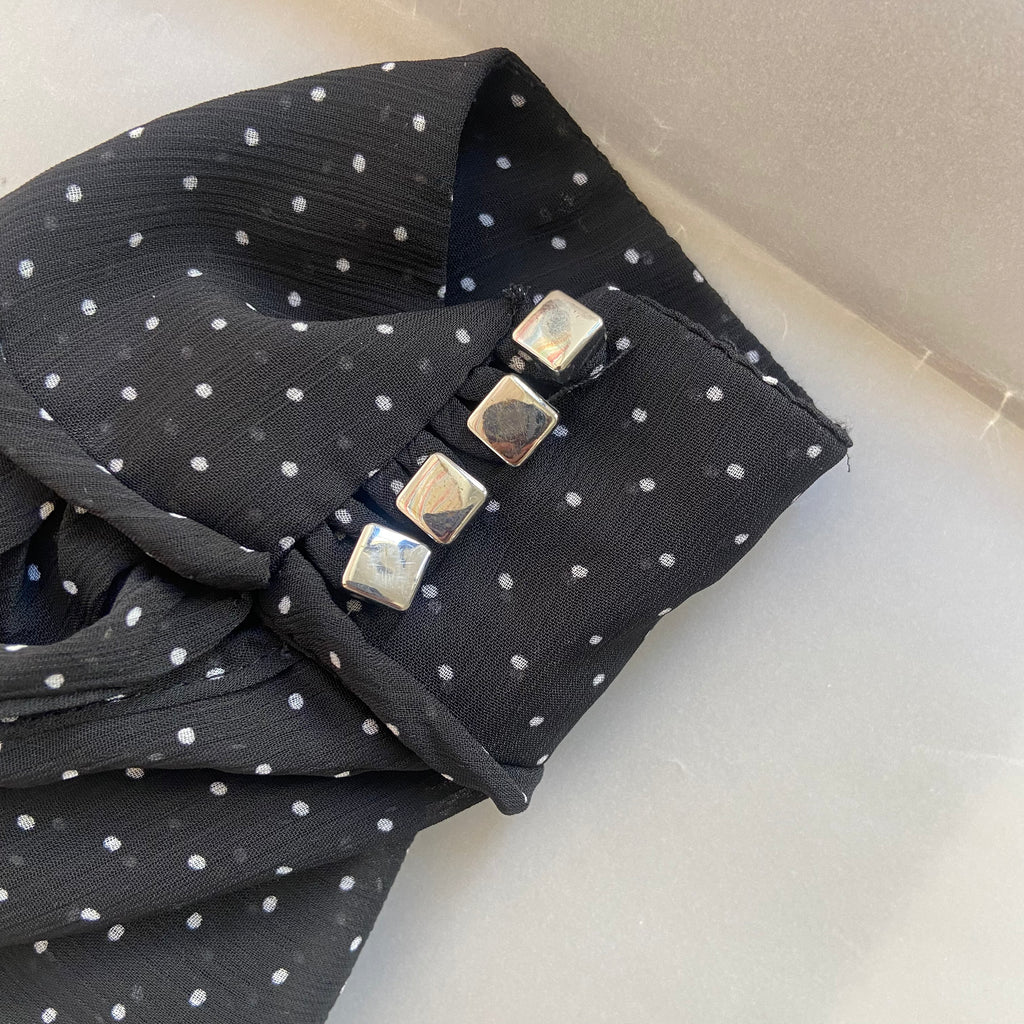 Mango Black Sheer Polka Dot Blouse | Gently Used |