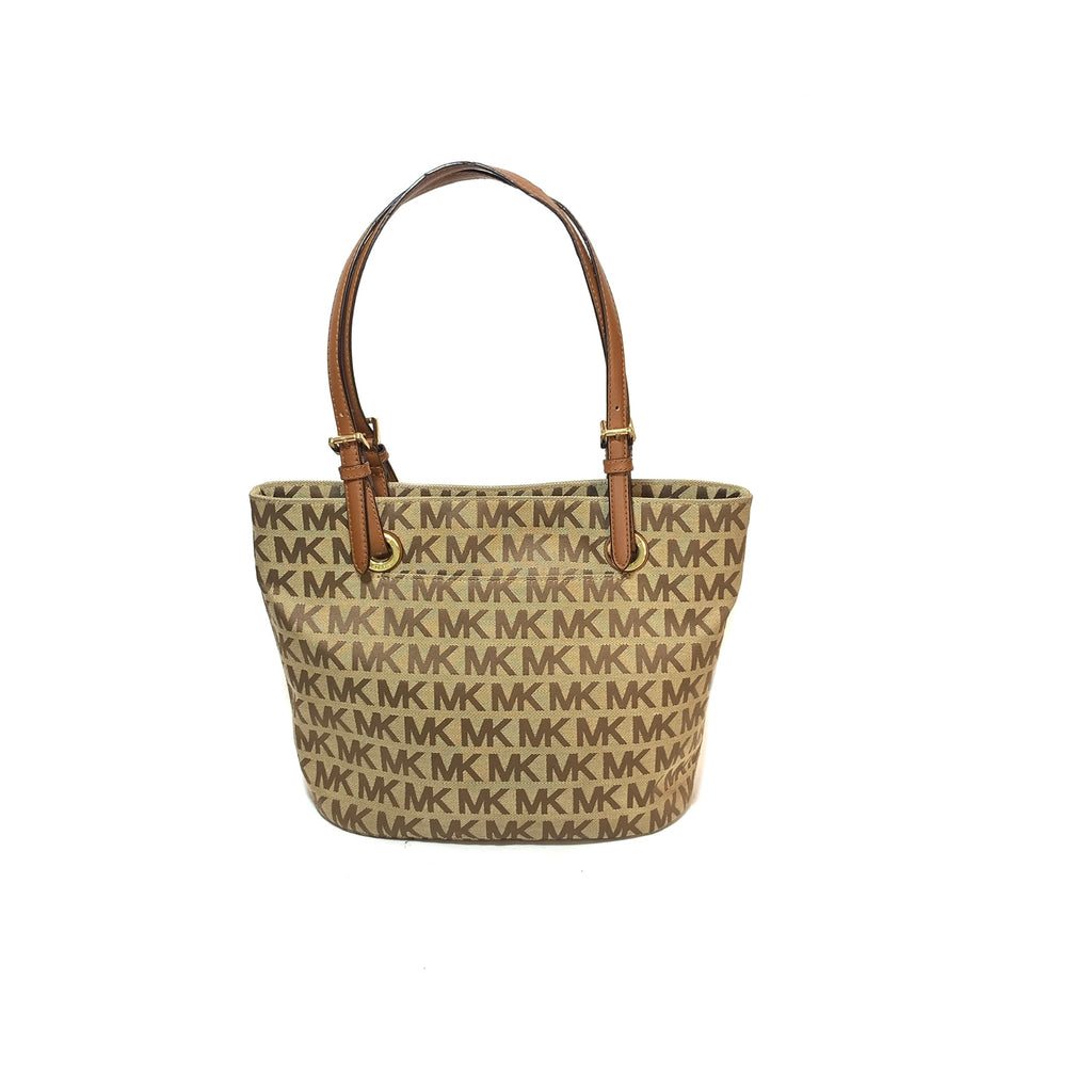 Michael Kors Beige Canvas & Leather Monogram Tote | Gently Used |