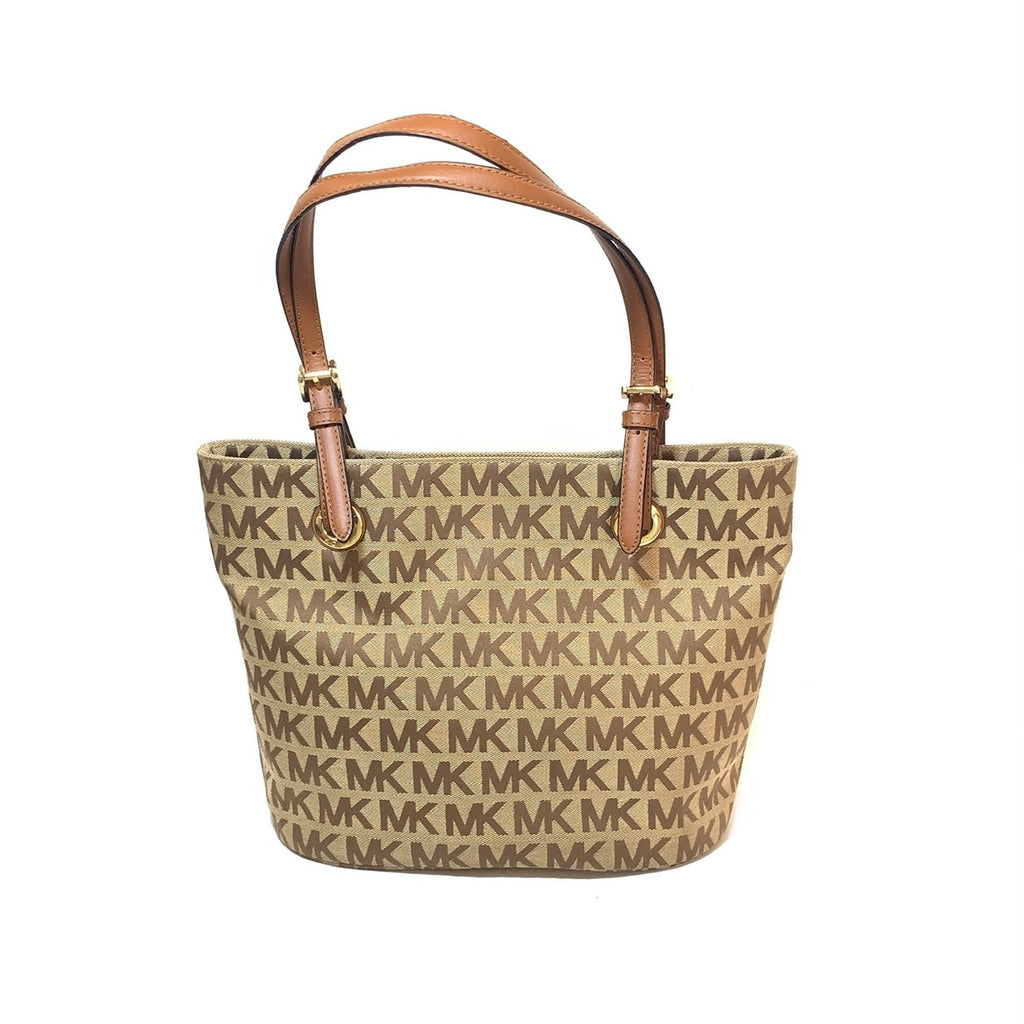 Michael Kors Beige Canvas & Leather Monogram Tote | Gently Used |