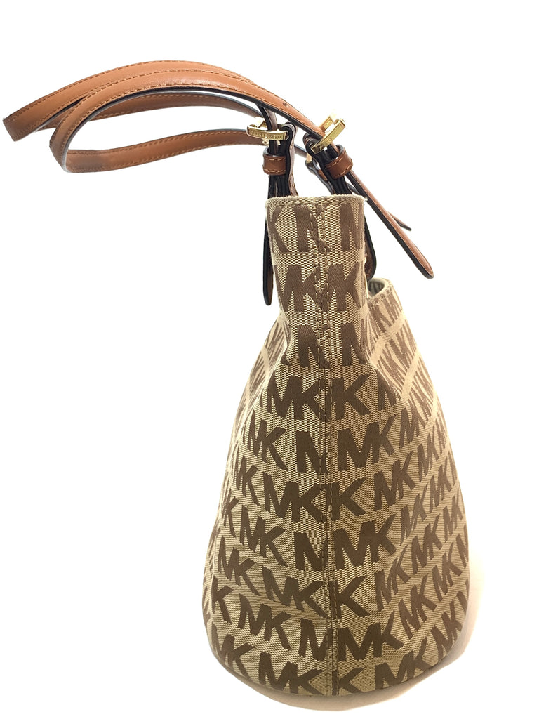 Michael Kors Beige Canvas & Leather Monogram Tote | Gently Used |