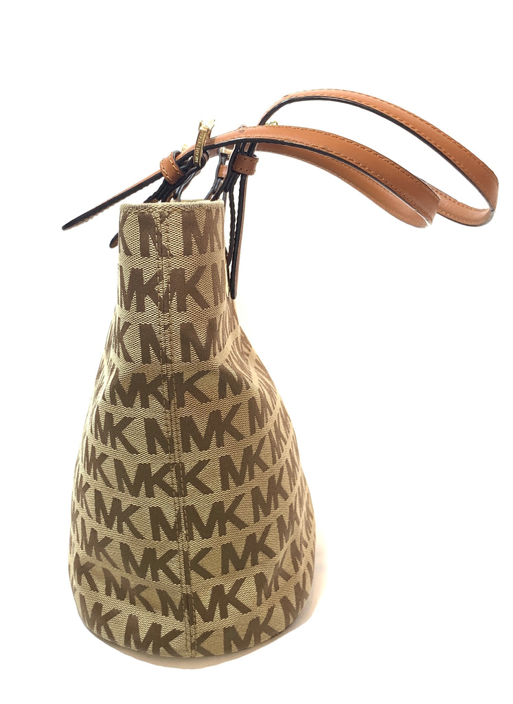 Michael Kors Beige Canvas & Leather Monogram Tote | Gently Used |