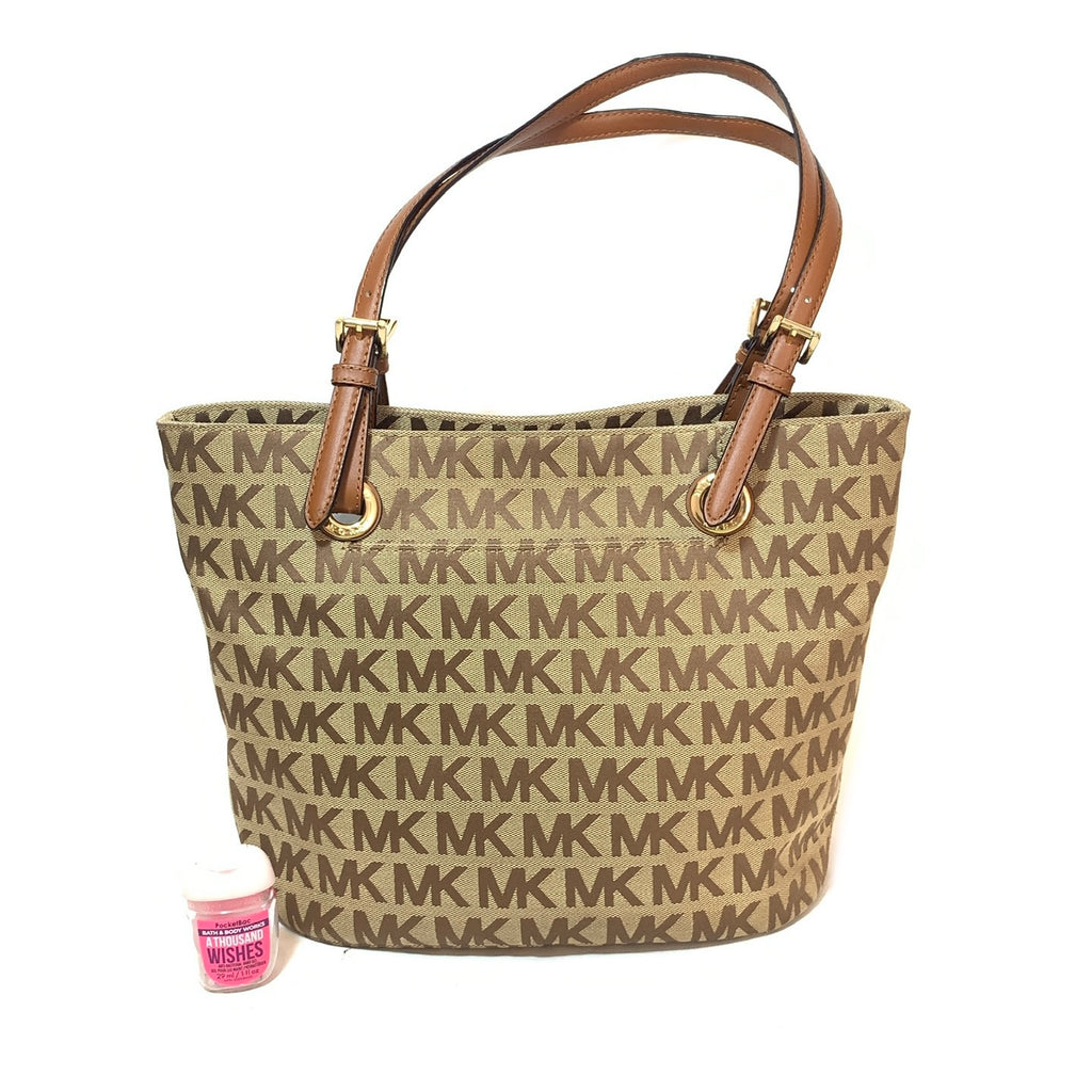 Michael Kors Beige Canvas & Leather Monogram Tote | Gently Used |