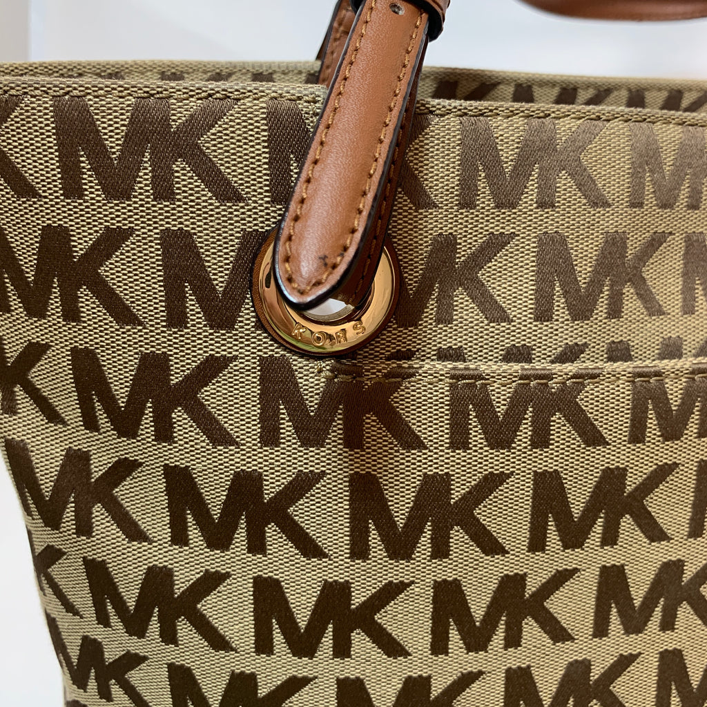 Michael Kors Beige Canvas & Leather Monogram Tote | Gently Used |