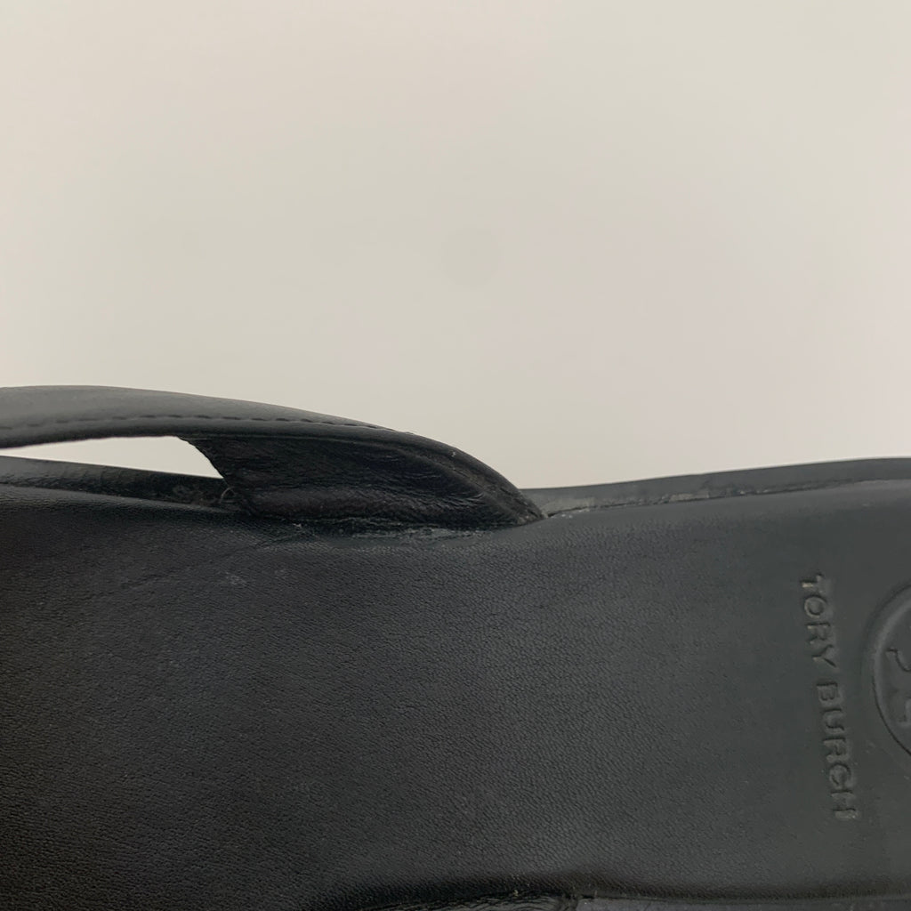 Tory Burch Black Leather 'Benton' Thong Sandals | Gently Used |