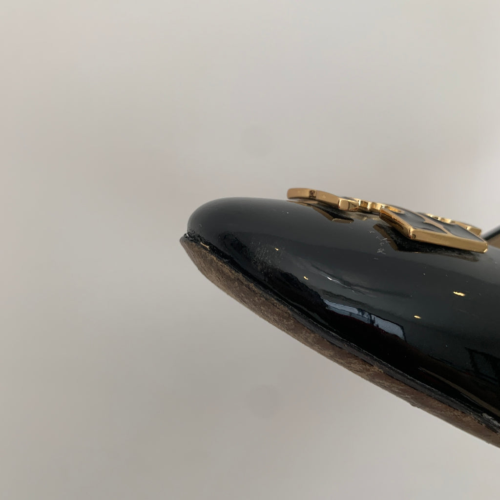 Tory Burch Black Patent Leather 'Raleigh' Wedges | Gently Used |