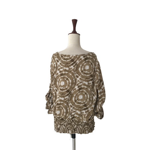Michael Kors Beige & White Printed Blouse | Gently Used |