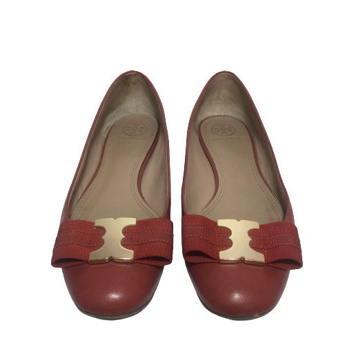 Tory Burch Rust Leather Ballet Flats | Pre Loved |