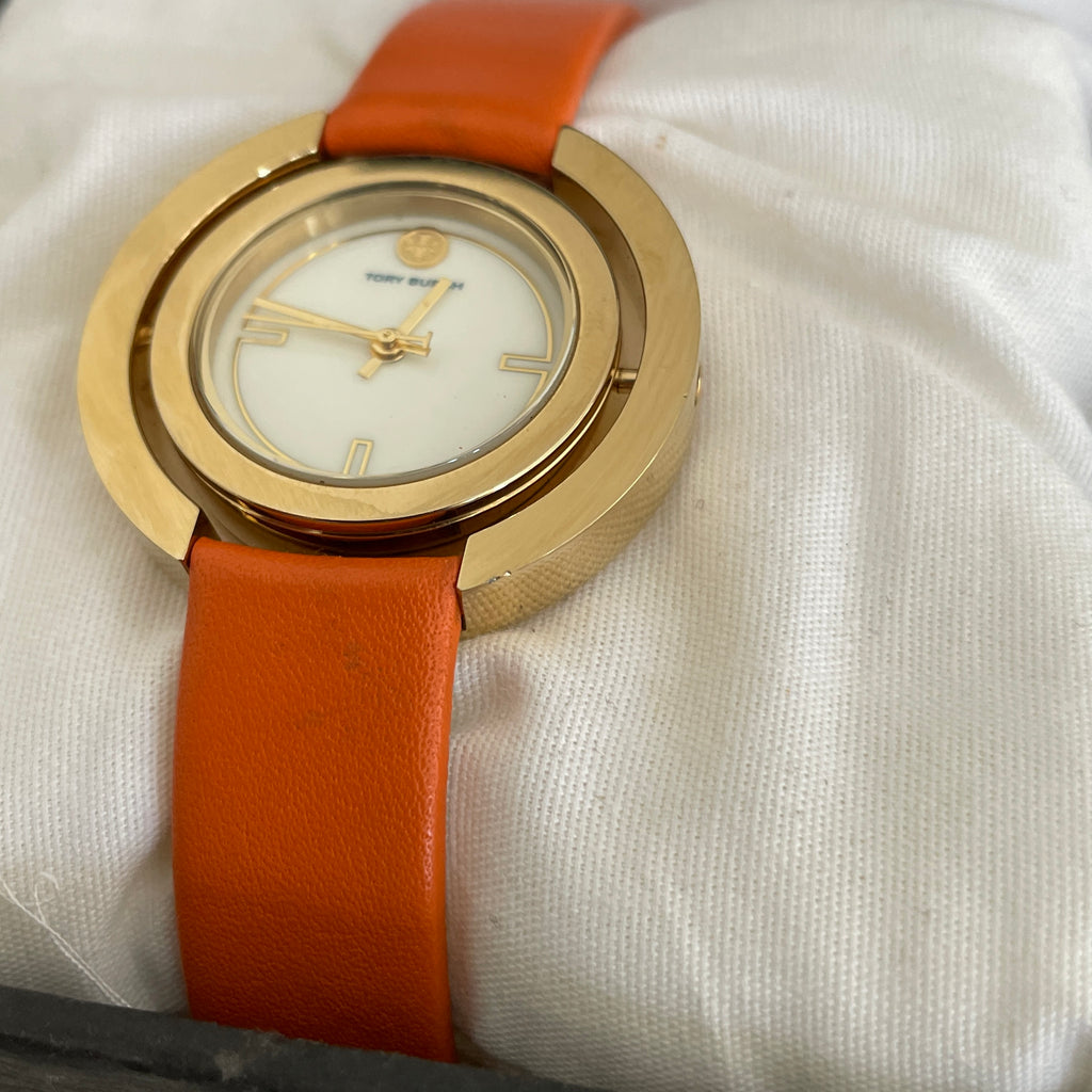 Tory Burch Orange 'TBW5305' Leather Strap Watch | Brand New |
