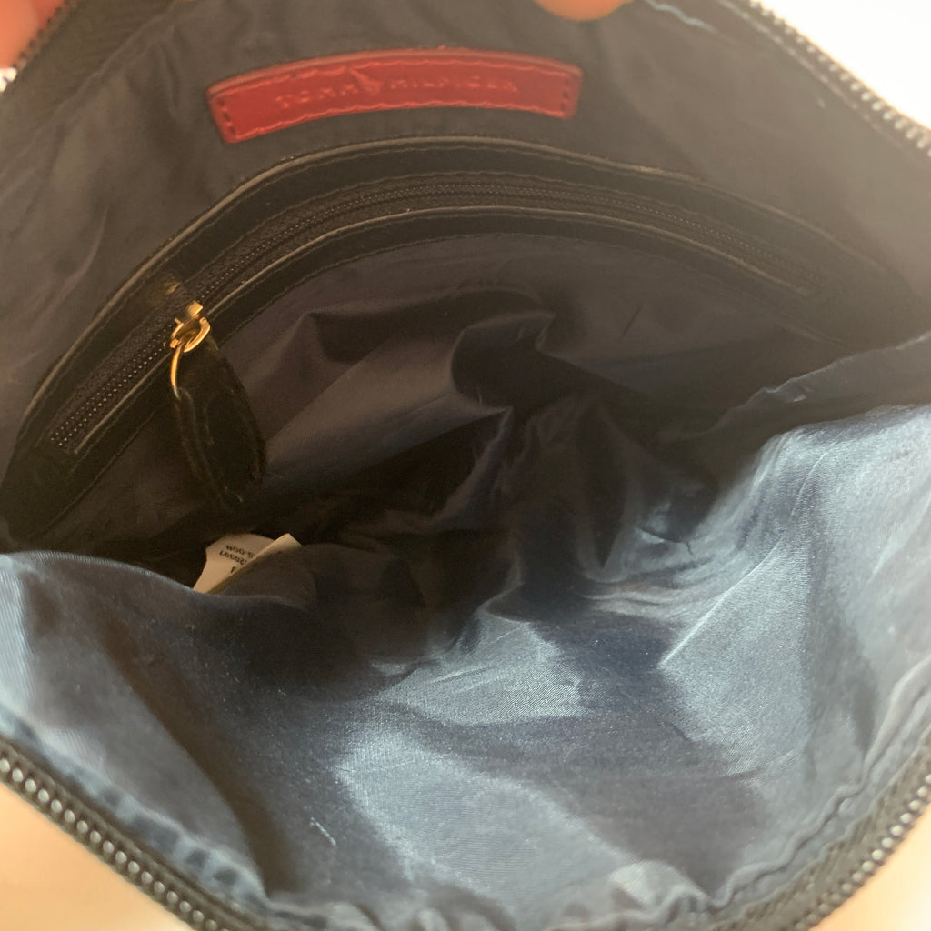 Tommy Hilfiger Black & Beige Monogram Canvas Cross-Body Bag | Gently Used |