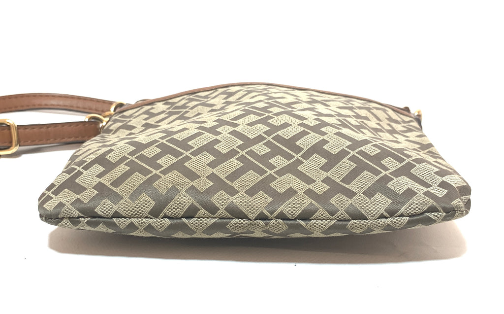 Tommy Hilfiger Tan & Beige Monogram Canvas Cross-Body Bag | Gently Used |