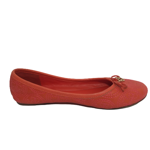 Tory Burch Orange Leather Ballet Flats | Pre Loved |