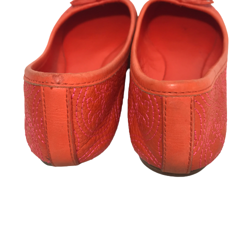 Tory Burch Orange Leather Ballet Flats | Pre Loved |