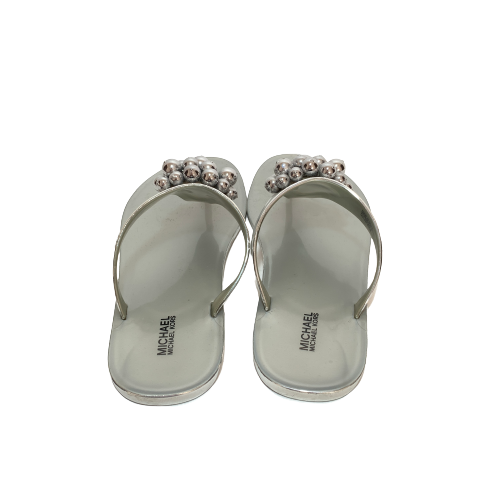 Michael Kors Silver 'KIRBY' Jelly Thong Sandals | Pre Loved |