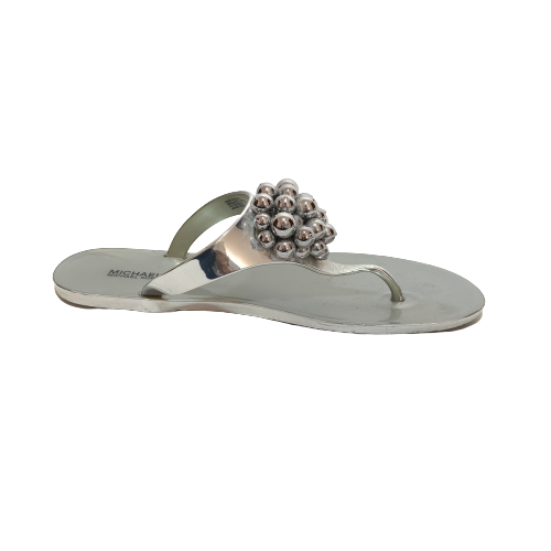 Michael Kors Silver 'KIRBY' Jelly Thong Sandals | Pre Loved |