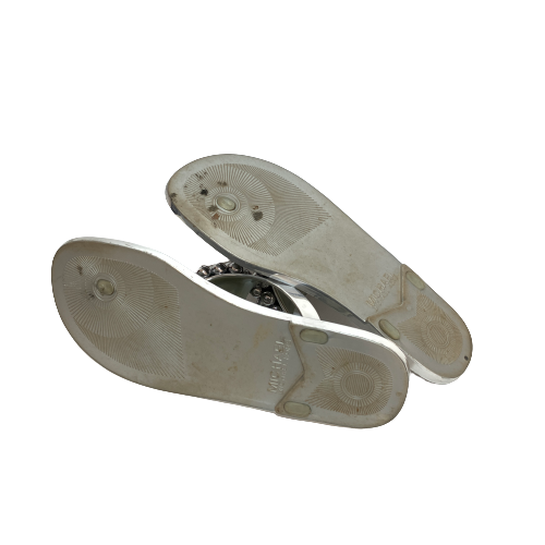 Michael Kors Silver 'KIRBY' Jelly Thong Sandals | Pre Loved |