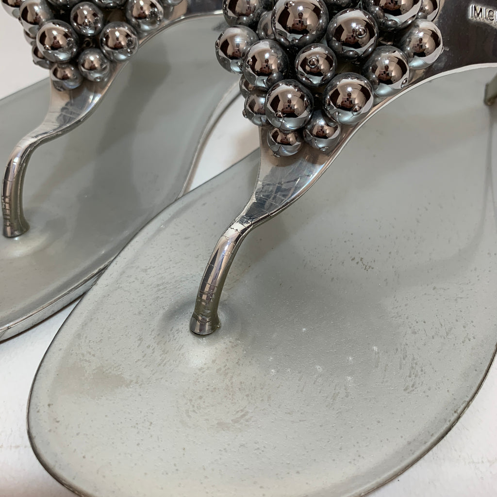 Michael Kors Silver 'KIRBY' Jelly Thong Sandals | Pre Loved |