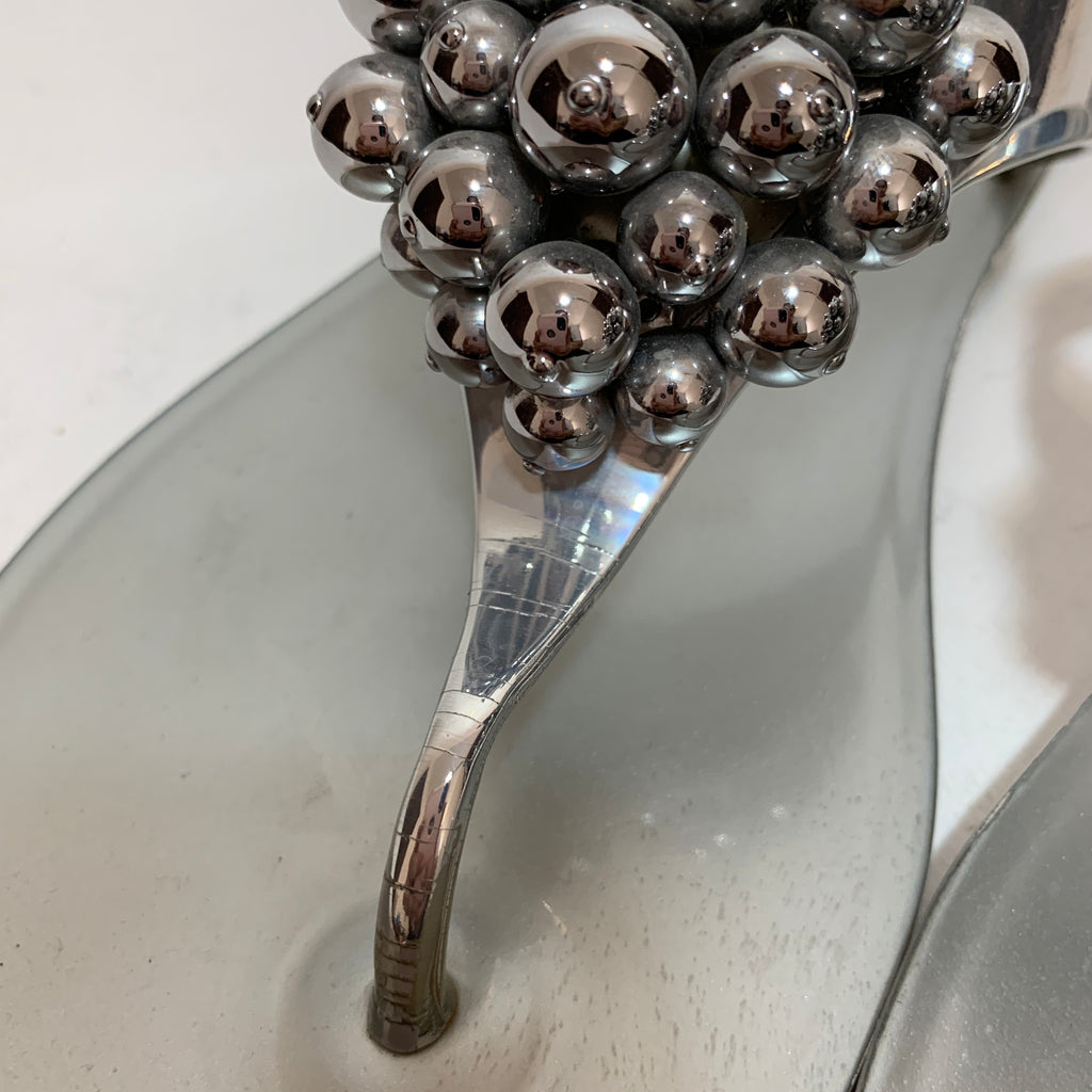 Michael Kors Silver 'KIRBY' Jelly Thong Sandals | Pre Loved |