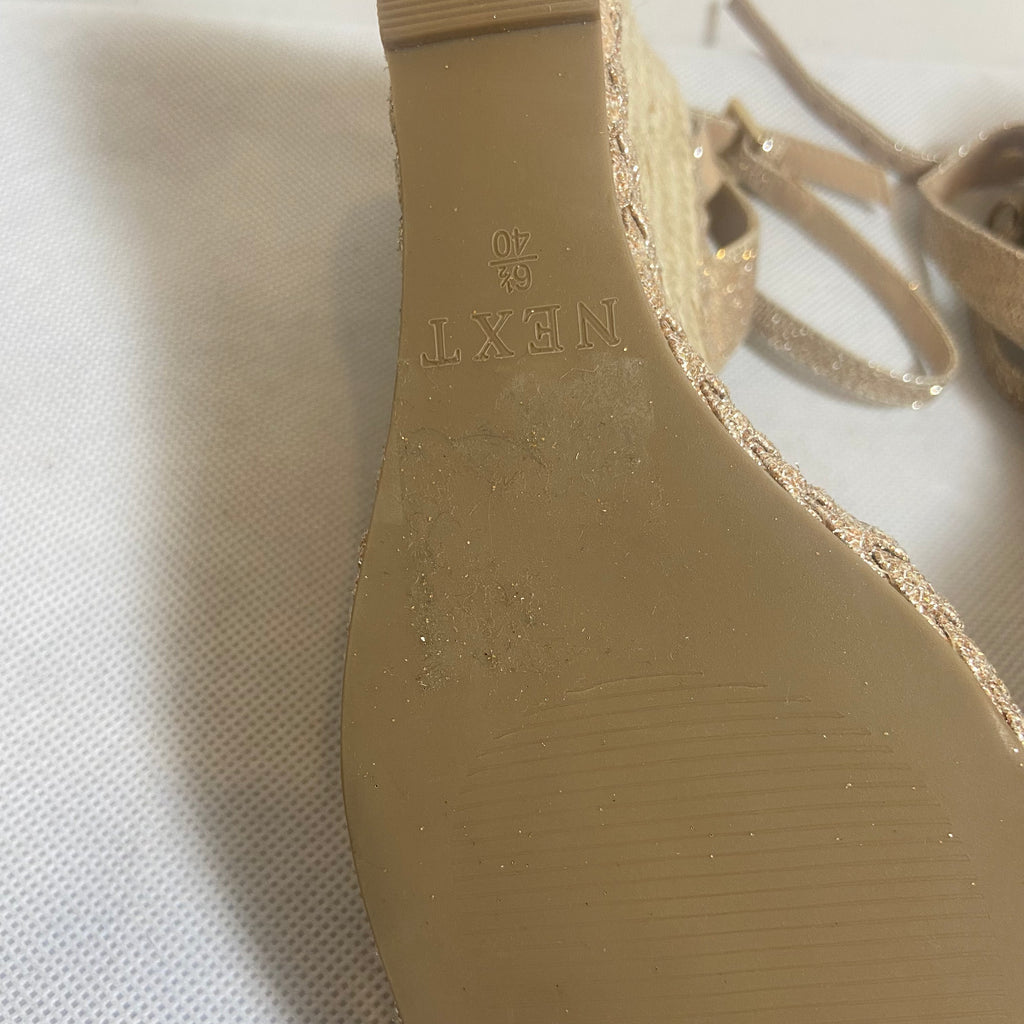 NEXT Metallic Glitter Jute Wedges | Brand New |