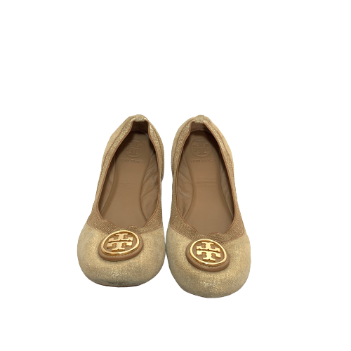 Tory Burch Gold Metallic Caroline Ballet Flats | Pre Loved |