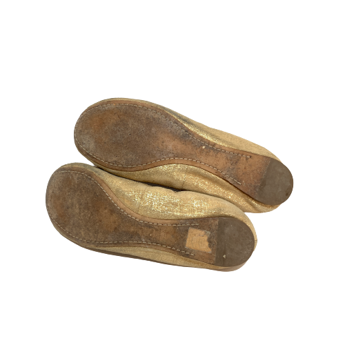 Tory Burch Gold Metallic Caroline Ballet Flats | Pre Loved |
