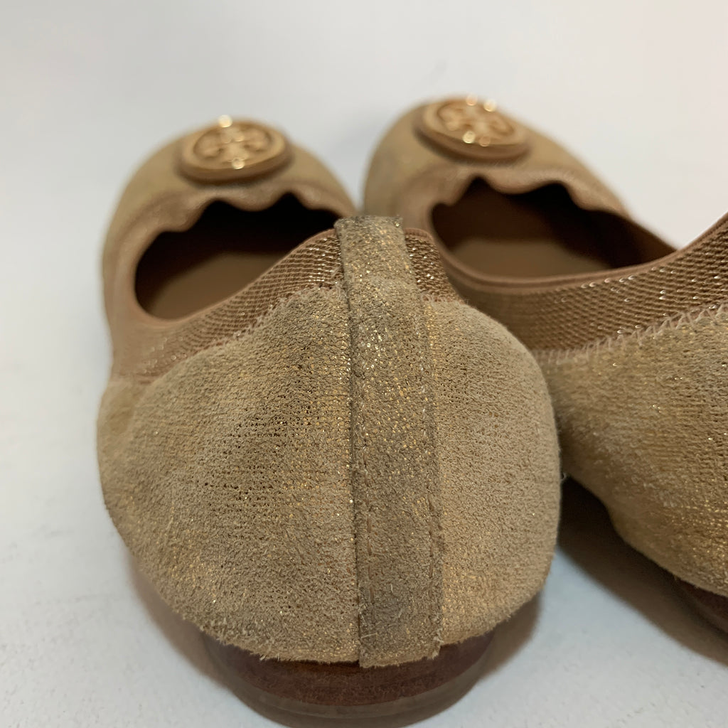 Tory Burch Gold Metallic Caroline Ballet Flats | Pre Loved |
