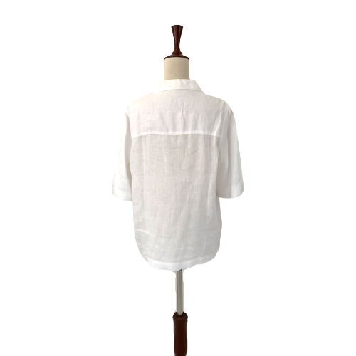 Mango White Short-sleeved Linen Shirt | Pre Loved |