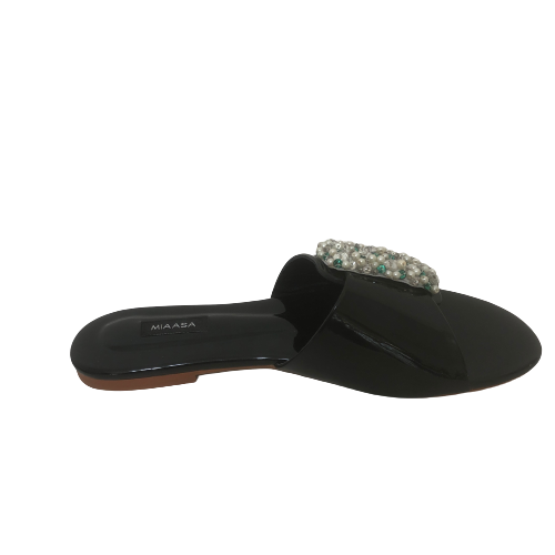Miaasa Black Nora Buckle Slides | Like New |