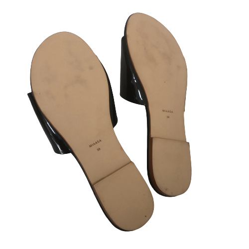 Miaasa Black Nora Buckle Slides | Like New |