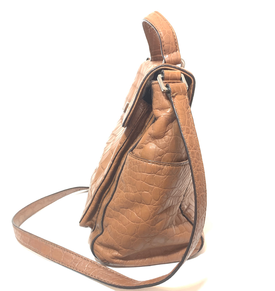Michael Kors Tan Croc Print Leather Satchel | Pre Loved |