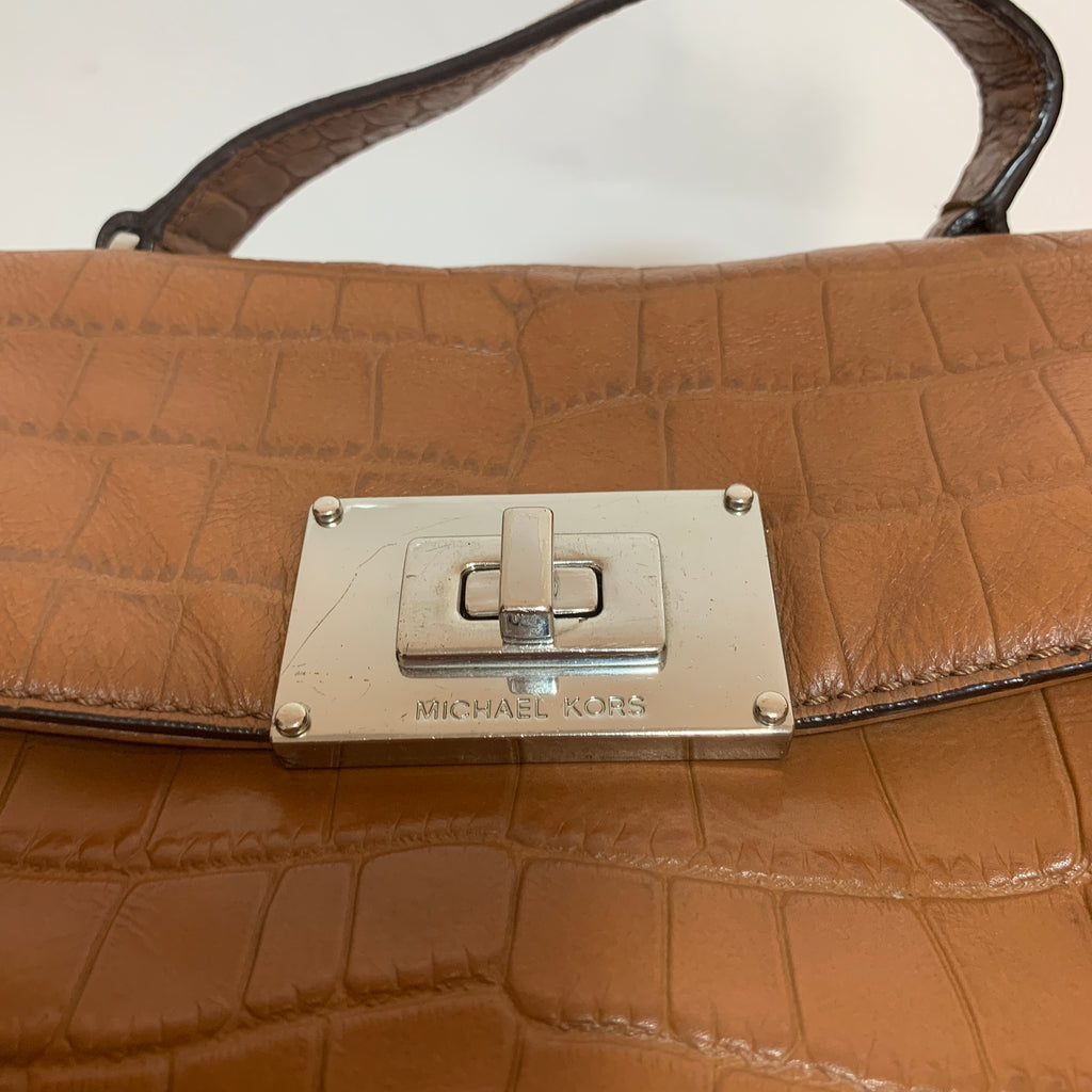 Michael Kors Tan Croc Print Leather Satchel | Pre Loved |